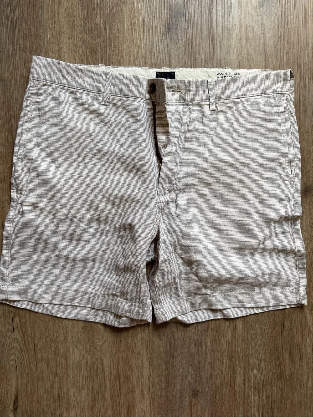 J. Crew Men's 100% Linen Light Beige Flat Front Shorts